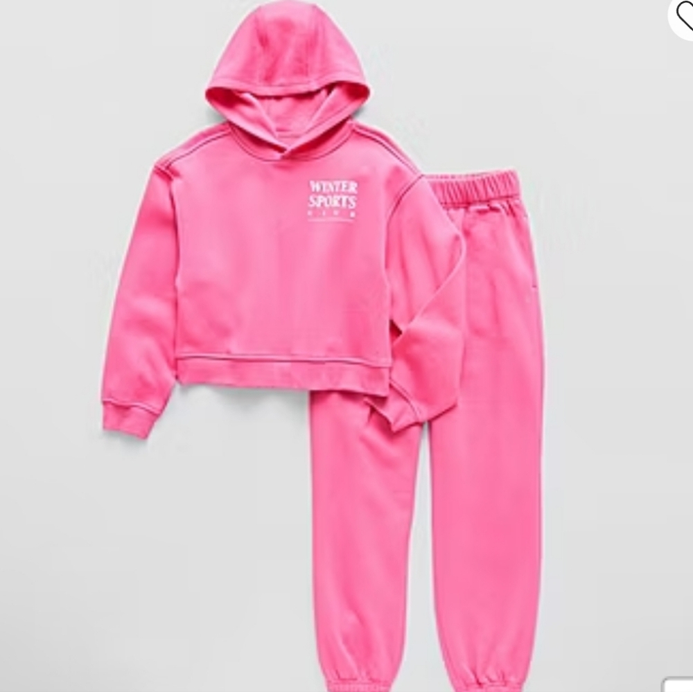Xersion Kids Girls Matching Jogger Set in Pink Hoodie and Pants Size XL 16 NWT